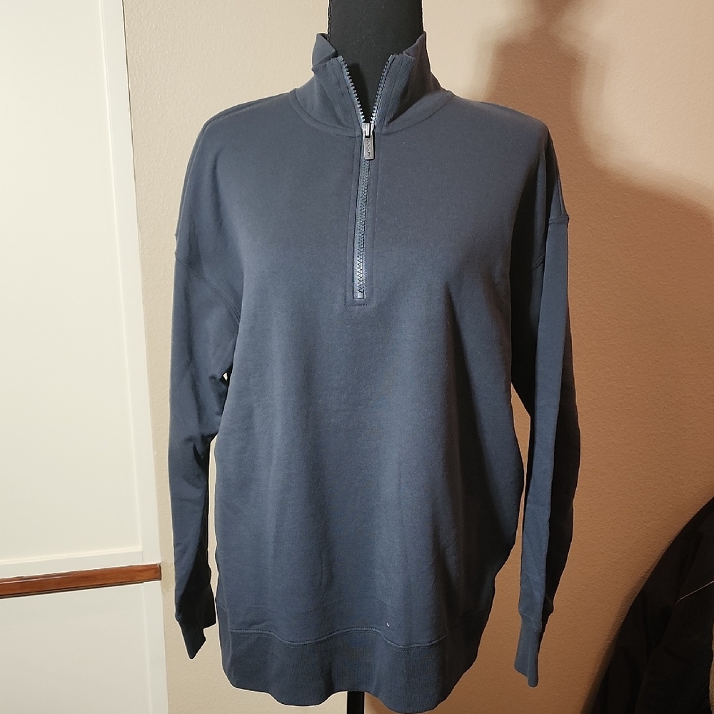 Womens Jockey Gray Half-Zip Sweatshirt Long Sleeve Size Medium